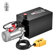 VEVOR 15 Quart Hydraulic Pump, Single Acting Dump Trailer Pump, 3200PSI Max Relief Pressure, 0.91 GPM Flow Rate, DC12V 1.6KW Hydraulic Power Unit for Dump Trailer Car LiftingHorizontal Installation
