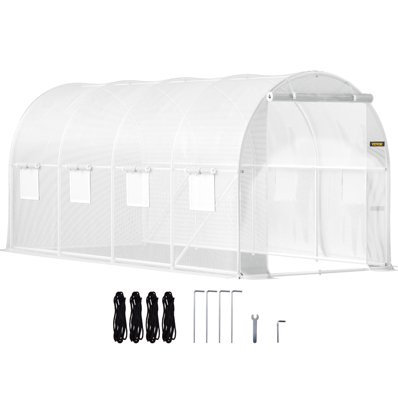 VEVOR 15 x 6.5 x 7 ft Walk-in Tunnel Greenhouse, Portable Plant Hot House with Galvanized Steel Hoops