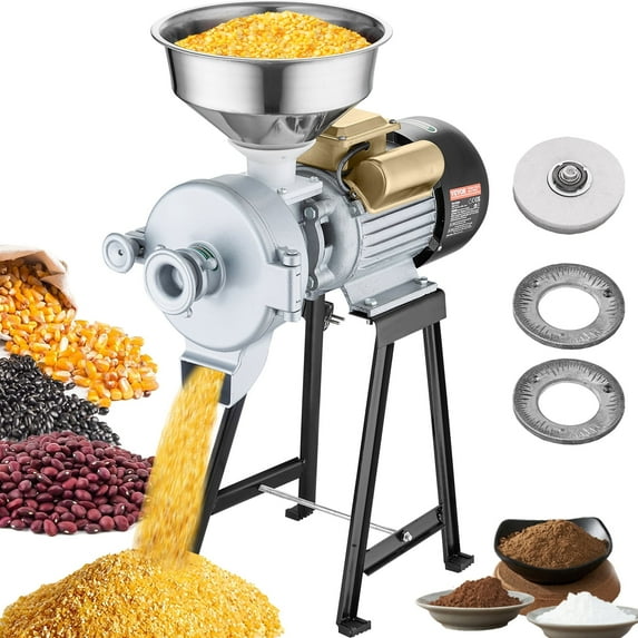 VEVOR 3000W Electric Grain Mill Grinder 110V Spice Grinders Corn Wheat Flour Cereal Mill Wheat Grinders & Dry & Wet Grinder