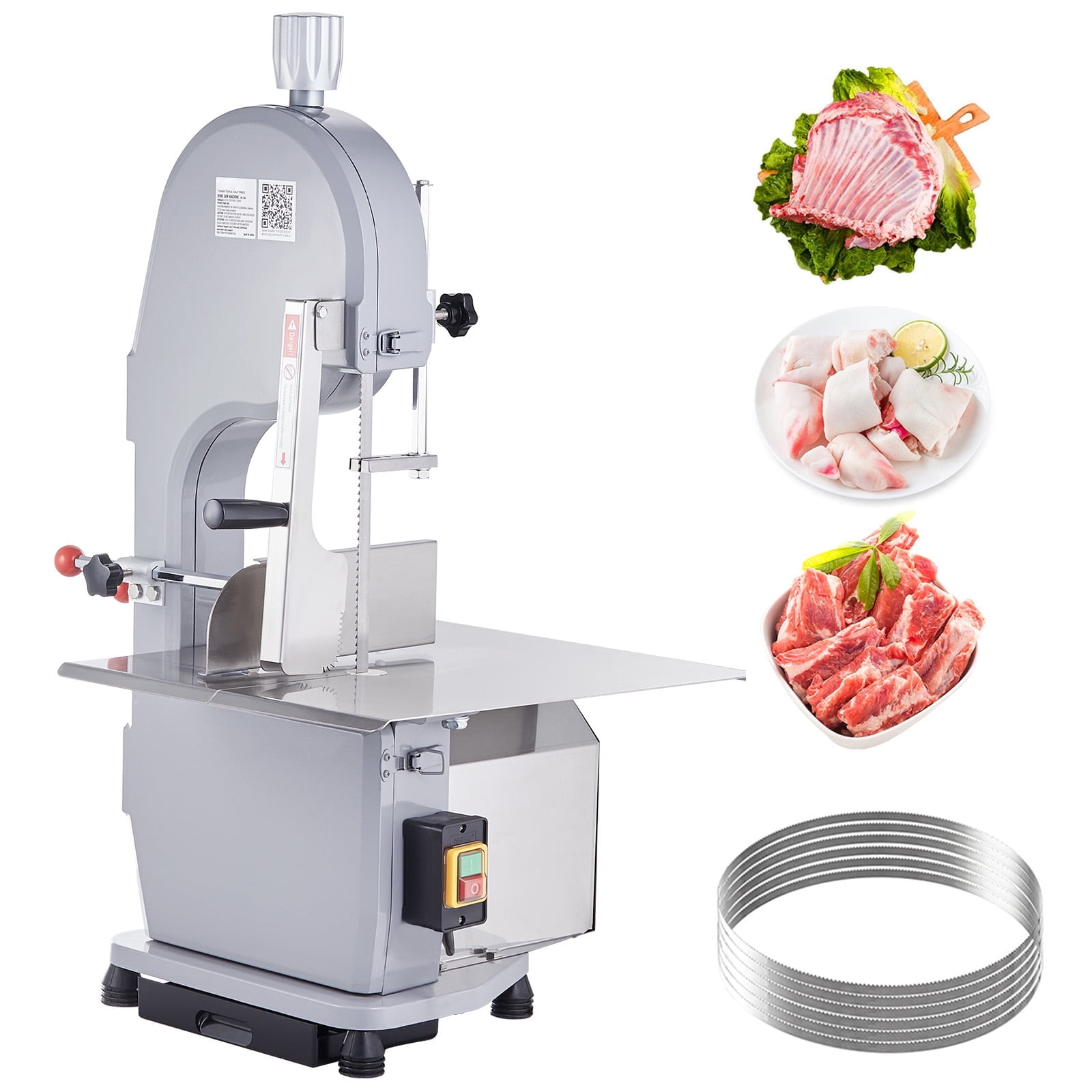 VEVOR 1500W Stainless Steel Countertop Bone Sawing Machine,19.3" x 15", 0.16-7.9 Inch 6 Blades