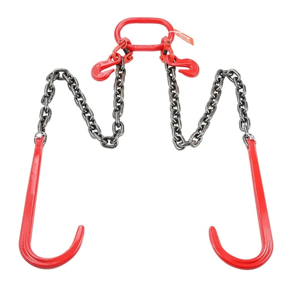 VEVOR 15600 lb Tow Chain - 3/8" x 3' G80 V-Chain, J-Hook, Grab Hook