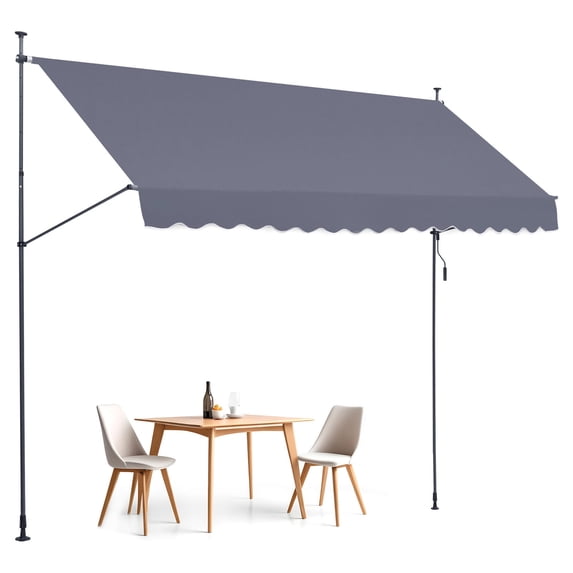 VEVOR 157 x 47" Patio Awning Retractable, Awning Sunshade Shelter with Manual Crank Handle, Outdoor Patio Canopy Sunsetter Deck,Adjustable Height from 86 to 122 in,for Patio/Balcony/Yard, Dark Gray
