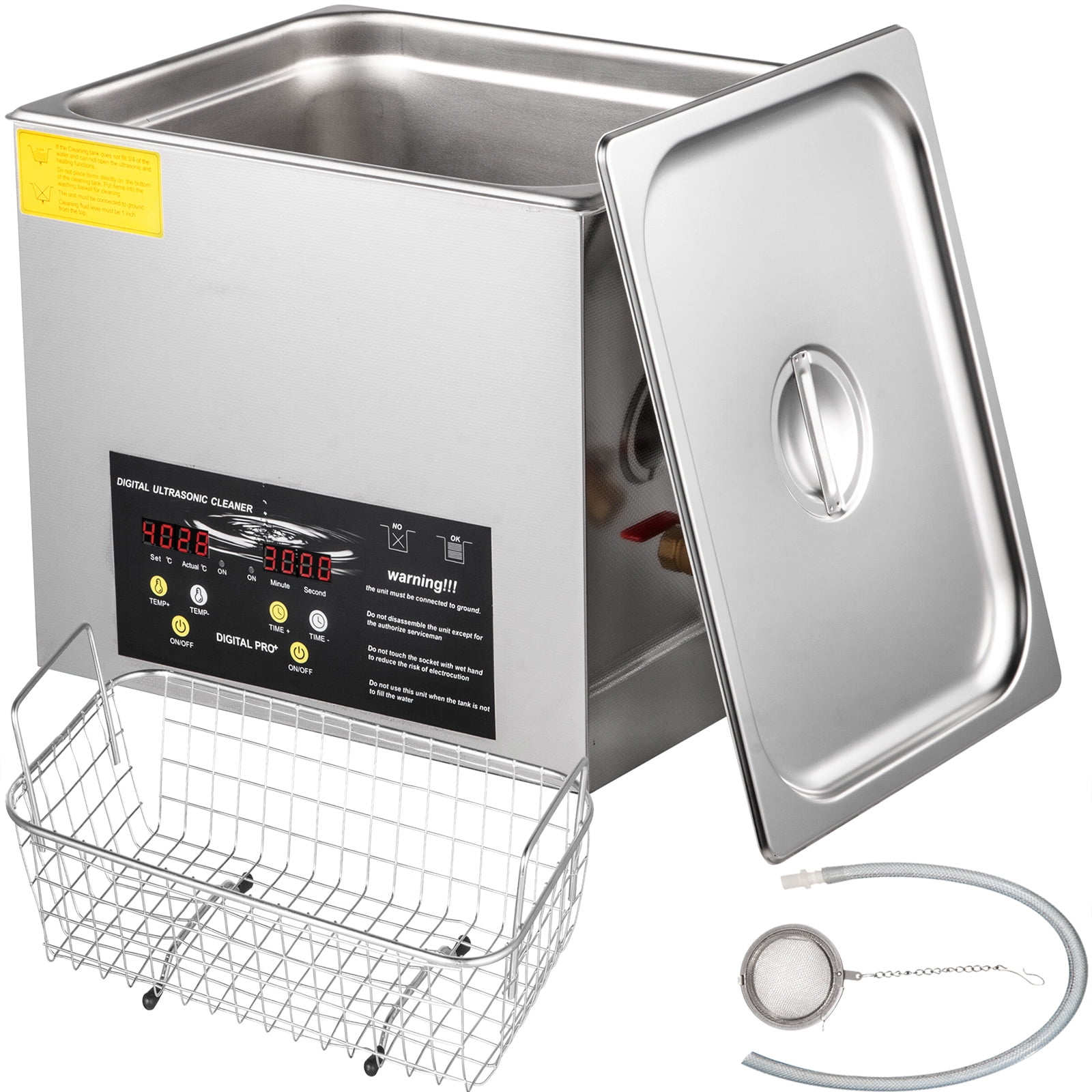 VEVOR Stainless Steel Ultrasonic Cleaner Professional Digital Lab Ultrasonic Parts Cleaner 13.8 x 12.8 x 11.4 in.