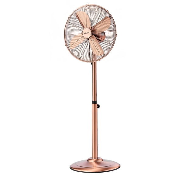 VEVOR 16-Inch High Velocity Pedestal Fan, 1450 CFM Industrial Standing Floor Fan with Handle, 75 Oscillating, 3-Speed Adjustable Height, Metal Made for Commercial, Garage, Workshop, Home, Copper