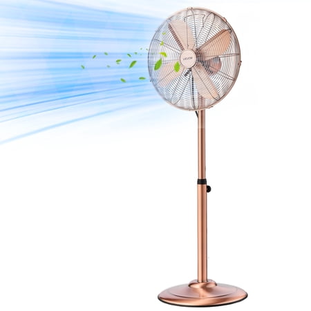 VEVOR 16-Inch High Velocity Pedestal Fan, 1450 CFM Industrial Standing Floor Fan with Handle, 75° Oscillating, 3-Speed Adjustable Height, Metal Made for Commercial, Garage, Workshop, Home, Copper