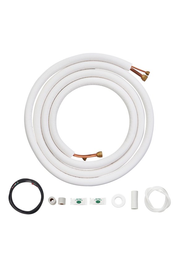 16FT Mini Split Line Set, 1/4" & 1/2" O.D Copper Pipes Tubing and Triple-Layer Insulation, for Air Conditioning or Heating Pump Equipment & HVAC with Rich Accessories (18ft Connection Cable)