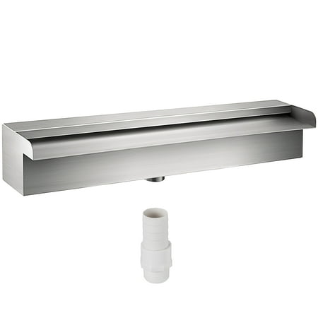VEVOR 17.7" Pool Fountain, Polished Stainless Steel Pool Waterfall Spillway with Pipe Connector, Rustproof and No Leak, Suitable for Garden, Patio, Pond, and Swimming Pool