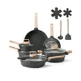thumbnail image 1 of VEVOR 17 Piece Pots and Pans Set Nonstick, Granite Cookware Set, Induction Cookwares, Kitchen RV Cooking Sets with Frying, Sauce, Saute, Tempered Glass Lids, and Pan Protectors, Black, 1 of 10