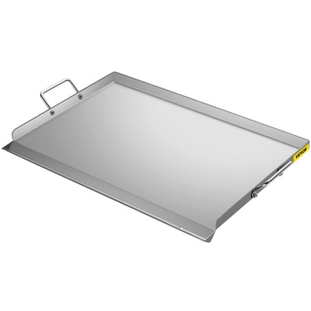 VEVOR 17" x 13" Stainless Steel Flat Top Griddle, Charcoal/Gas Grill with 2 Handles, Drain Hole