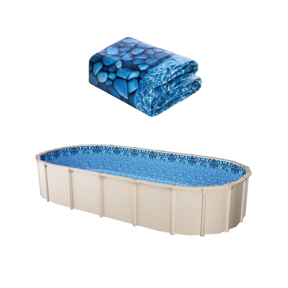 VEVOR 18-Foot-by-33-Foot Oval Pool Liner for Overlap Above Ground Swimming Pools, 48-to-54inch Wall Height, Durable Standard Gauge Vinyl