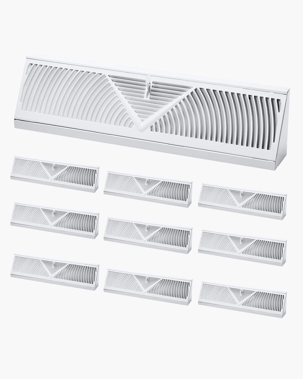 VEVOR 18-Inch Floor Registers, 10-Pack Baseboard Registers,HVAC Heavy-Duty Walkable Iron Floor Vents,Rustproof Anti-Peeling Air Vents Deflector Adjustable with Metal Damper for Home & Office,White