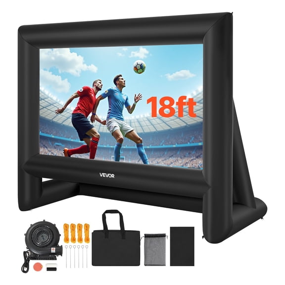 VEVOR 18FT Inflatable Movie Screen, Inflatable Projector Screen with Portable Storage Bag, 16:9 Easy Set Up Movie Projection for Outdoor Backyard, Home Theater, Theme Party