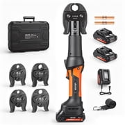 VEVOR 18V Press Tool with 4 Jaws for 1/2" 3/4" VUS Copper & VPF PEX Pipes, 24KN Compact Pipe Crimping Tool Kit, Compatible with ProPress & PureFlow - with 2pcs 2AH Battery, Fast Charger & Toolbox