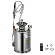 VEVOR 1Gal Stainless Steel Sprayer with Handle, 12’’ Wand, 3.3’’ Hose, Hand Pump Sprayer with Pressure Gauge, Safety Valve, Adjustable Nozzle