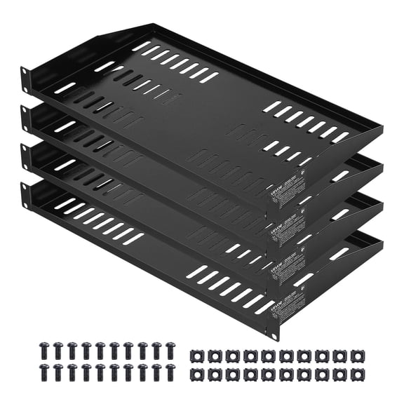 VEVOR 1U Server Rack Shelf, 4 PCS,50 lbs Max Load-Bearing Vented Cantilever, Wall Mount or Rack Mount Shelf with Tray, 10 in Depth,Good Air Circulation for 19 Inch Cabinet Computer Network Equipment
