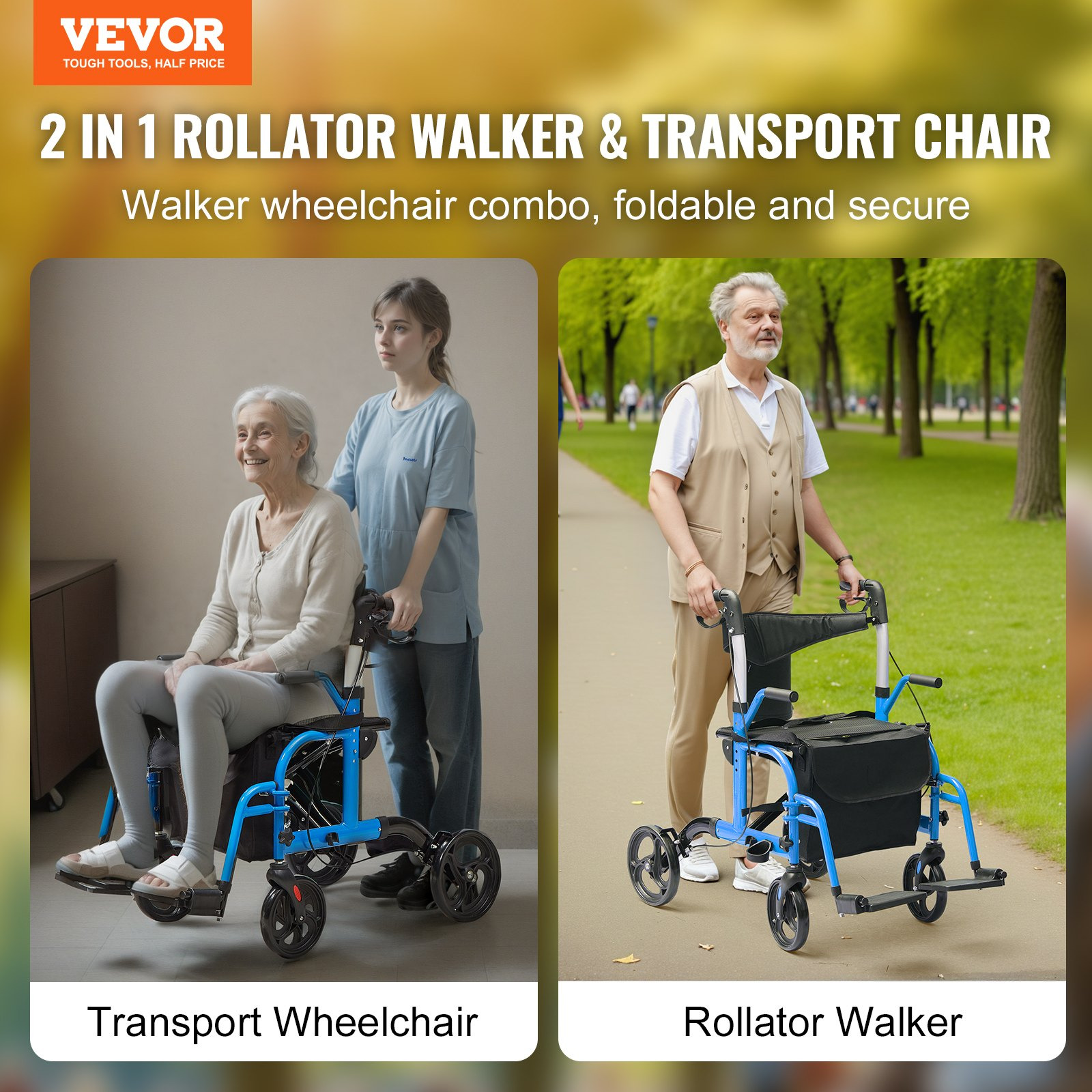 Produktbild von VEVOR 2-in-1 Sackkarre Klappbar – 113/181 Kg Tragkraft, Aluminium & Stahl, Umbaubar Zum Plattformwagen – Für Innen & Außen