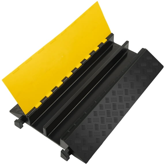 VEVOR 2-Channel Cable Protector Ramp, 37.4" Rubber with Black & Yellow