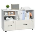 thumbnail image 1 of VEVOR 2 Drawer Wooden File Cabinet, Mobile Filing Cabinet with Open Shelves, Lockable Lateral Rolling File Storage with Adjustable Shelves, Free Standing Printer Stand for Home Office School, White, 1 of 9