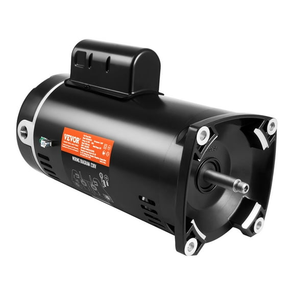 VEVOR 2 HP Pool Pump Motor, 56Y Frame, 230V (7.8 Amps) 3450 RPM, 60Hz, 1.3 Service Factor, 50F/250V Capacitor, CCW Rotation Square Flange Replacement Motor