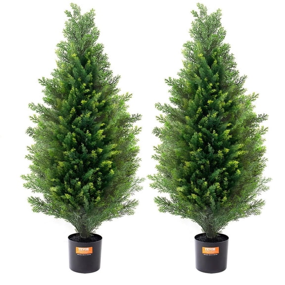 VEVOR 2 Pack 3' Artificial Cedar Topiary Tree Faux Plant UV Decor In/Outdoor