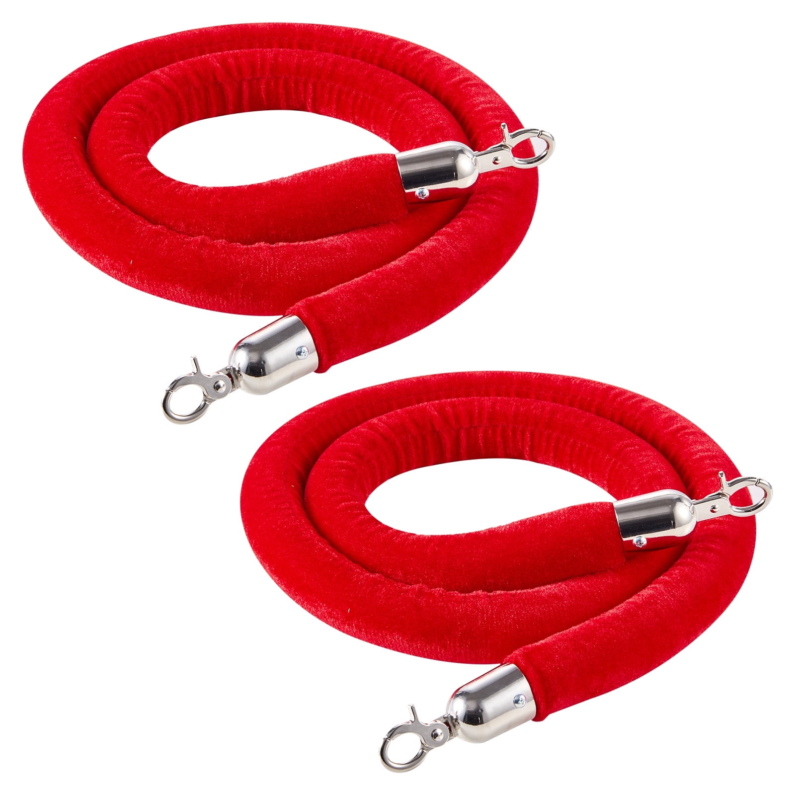 VEVOR 2 Pcs Red Velvet Stanchion Ropes, 5 ft Crowd Control Stanchion ...