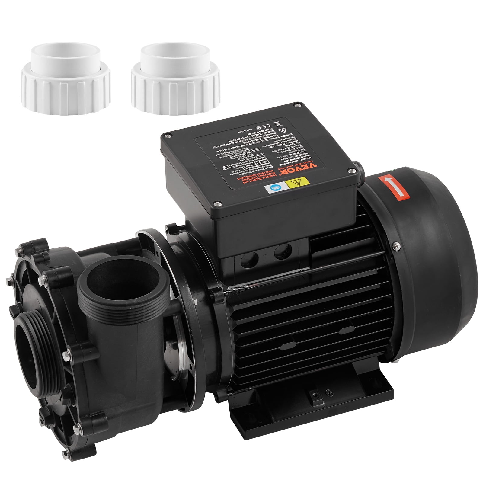VEVOR 2 Speed SPA Pump, 56-Frame, AC 220-240V Hot Tub SPA Pump, 4HP/210GPM/65.61ft High Speed or 0.7HP/103GPM/16.07ft Low Speed, 2" Port 90° Rotational Interface for Hot Tub, Tested to UL Standards
