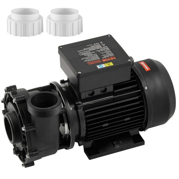 VEVOR 2 Speed SPA Pump, 56-Frame, AC220-240V Hot Tub SPA Pump, 3HP/200GPM/65.61ft High Speed or 0.4HP/100GPM/16.07ft Low Speed, 2" Port 90° Rotational Interface for Hot Tub, Tested to UL Standards