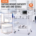 thumbnail image 1 of VEVOR 2 Tiers Lab Carts Mobile Medical Cart 2 Trays 2 Drawers 3 Trash Cans White, Trolley Storage Cart with PP Material, Lab Rolling Cart with 4 Silent Wheels for Lab, Clinic, Hospital, Salon, Office, 1 of 10
