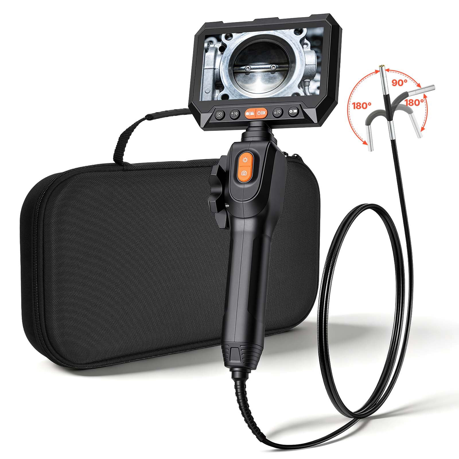 VEVOR 2-Way Articulating Endoscope with Light, 1080P HD Industrial Borescope Inspection Camera with 0.15-inch Ultra Slim Articulated Probe, Flexible Snake Scope Cam