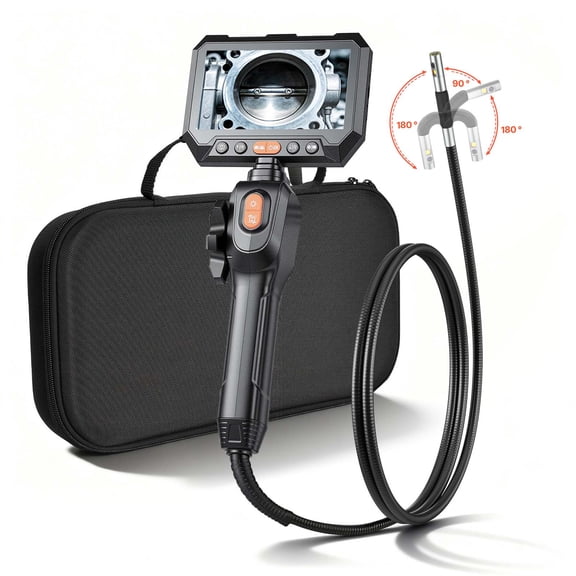 VEVOR 2-Way Dual-Lens Articulating Endoscope with Light, 1080P HD Industrial Borescope Inspection Camera with Articulated Probe, Rigid Snake Scope Cam for Wall Automotive Engine Inspect-4.9FT