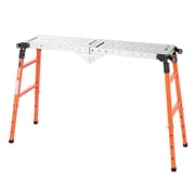 VEVOR 2-in-1 Foldable Welding Table 55" x 14" Work Bench 1100LBS Capacity, 5-Level Height Adjustable, Heavy-Duty Steel Welding Platform with 4 Wheels,12 Tool Slots & 0.55" Fixture Holes for Workshops