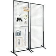 thumbnail image 1 of VEVOR 2' x 5.6' Grid Wall Panels Tower, 2 Packs Wire Gridwall Display Racks with T-Base Floorstanding, Double Side Gridwall Panels for Art Craft Shows, Retail Display with Extra Clips and Hooks, 1 of 9