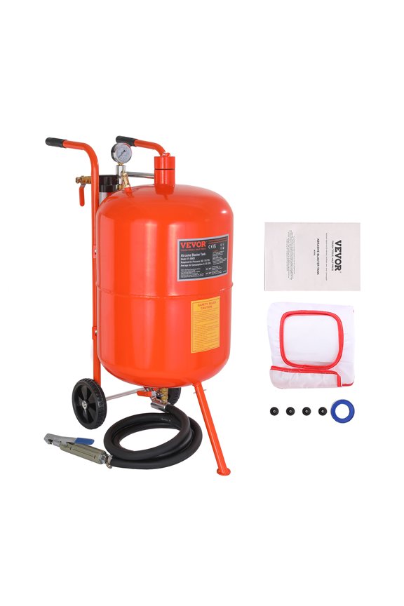 20 Gallon Sand Blaster, 60-110 PSI High Pressure Sandblaster, Portable Abrasive Blasting Tank, Air Sand Blasting Kit with 4 Ceramic Nozzles and Oil-Water Separator for Paint, Stain