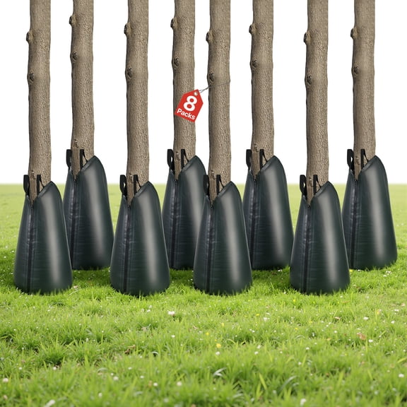 VEVOR 20 Gallon Tree Watering Bags, 8 Pack 3-4 Hours Slow Release Gator Bags for Trees, Heavy Duty PE Tree Drip Irrigation Bag with Zipper, Durable & Reusable Deep Root Shrub Watering Bag