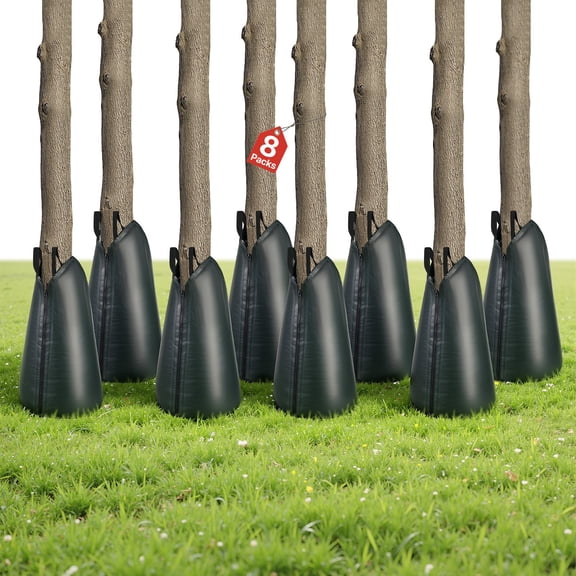 VEVOR 20 Gallon Tree Watering Bags, 8 Pack 3-4 Hours Slow Release Gator Bags for Trees, Heavy Duty PE Tree Drip Irrigation Bag with Zipper, Durable & Reusable Deep Root Shrub Watering Bag