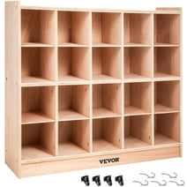 VEVOR 20 Grids Classroom Storage Cabinet Preschool Wooden Cubby Organizer W/ Casters 30 inch High Plywood Wooden Cubbies for Classroom