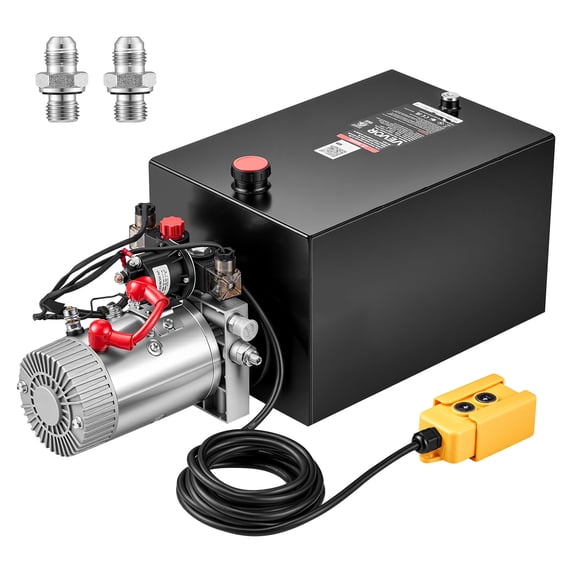VEVOR 20 Quart Hydraulic Pump, Double Acting Dump Trailer Pump, 3200PSI Max Relief Pressure, 0.91 GPM Flow Rate, DC12V 1.6KW Hydraulic Power Unit for Dump Trailer Car Lifting(Horizontal Installation)