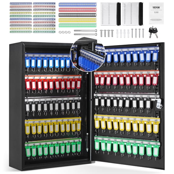 Key Sorting Box VEVOR 200-Key Cabinet, Key Lock Box with Adjustable Racks, Security Key ...