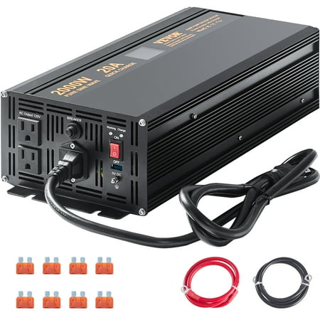 VEVOR 2000W Sump Pump Battery Backup with LCD, Automatically Shifts to Inverter Power Ensuring Uninterrupted Operation, Essential for Emergencies & Power Failures