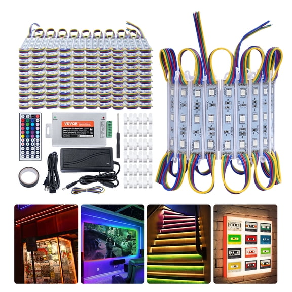 VEVOR 200PCS LED Storefront Lights, 103 ft, LED Module Lights, 5050 SMD 3-LED RGB Color Changing Window Lights with Remote Control for Business Store Window Advertising Letter Signs
