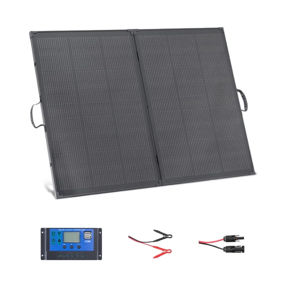 VEVOR 200W Foldable Solar Panel with Frame, 23% High-Efficiency Portable Monocrystalline Solar Panel Charger with 30A PWM Controller & MC4 Output, IP67 Waterproof for Camping, Hiking, RV Trips
