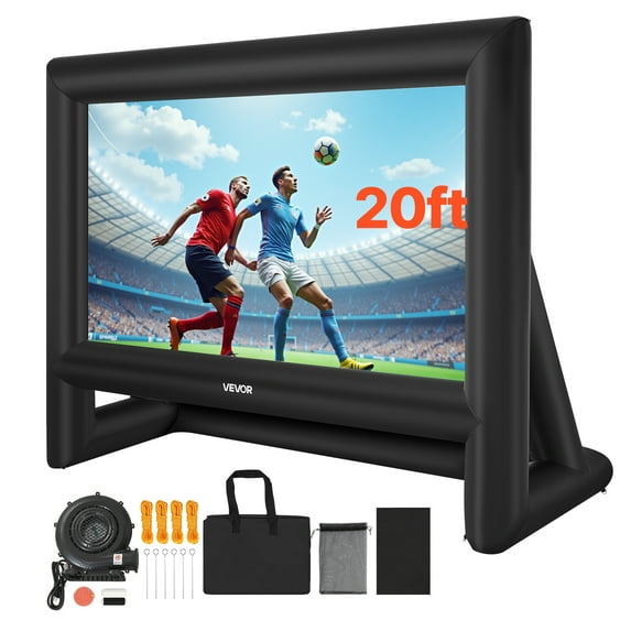 VEVOR 20FT Inflatable Movie Screen, Inflatable Projector Screen with Portable Storage Bag, 16:9 Easy Set Up Movie Projection for Outdoor Backyard, Home Theater, Theme Party