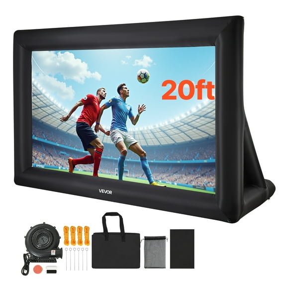 VEVOR 20FT Inflatable Projector Screen,Inflatable Movie Screen Outdoor with 250W Air Blower Projector Screen Oxford Fabric Material Blow Up Screen for Outdoor Backyard,Home Theater,Theme Party