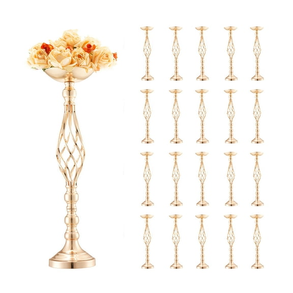 VEVOR 20PCS 58cm/22.83” Tall Wedding Flower Vase, Metal Wedding Centerpiece, Gold Floral Arrangement Stand Display Rack for Tables Wedding Dinner Party, Anniversary Ceremony Birthday Event Decor