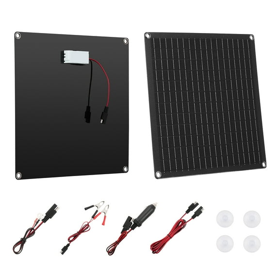 VEVOR 20W 12V Solar Panel Battery Charger,Solar Battery Trickle Charger Maintainer with Built-in Smart Controller & 3 Connection Cables,IP67 Waterproof Portable for RV Car Motorcycle Boat Van Camper