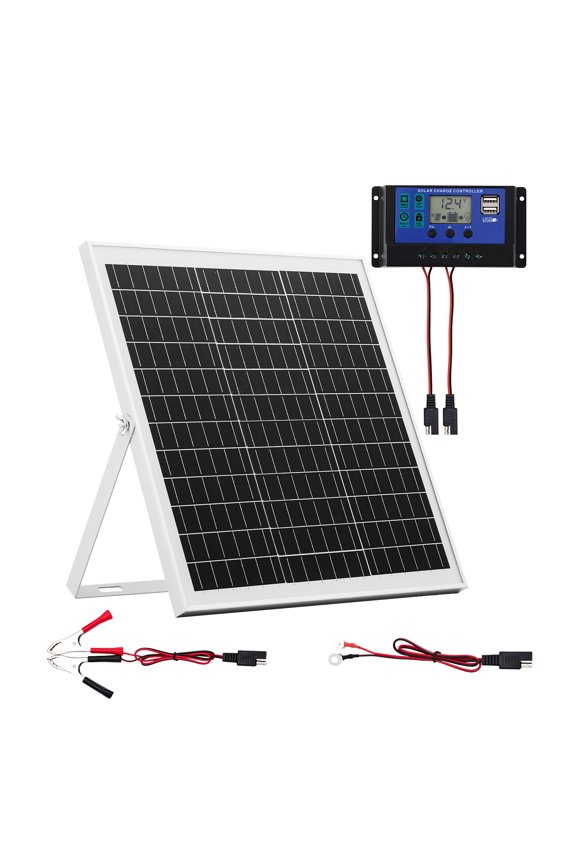 20W 12V Solar Panel Battery Charger, Solar Battery Trickle Charger Maintainer with Intelligent MPPT Controller & Adjustable Mount Bracket, IP67 Waterproof for Car Boat RV Motorcycle Trailer