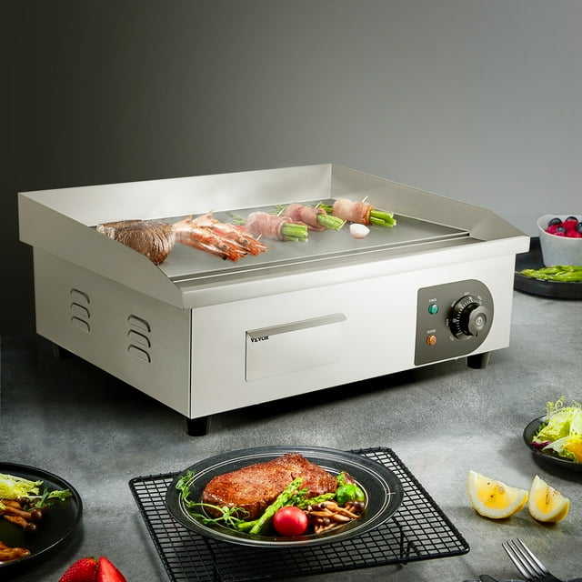 VEVOR 22" Electric Countertop Flat Top Griddle 110V 1600W Commercial