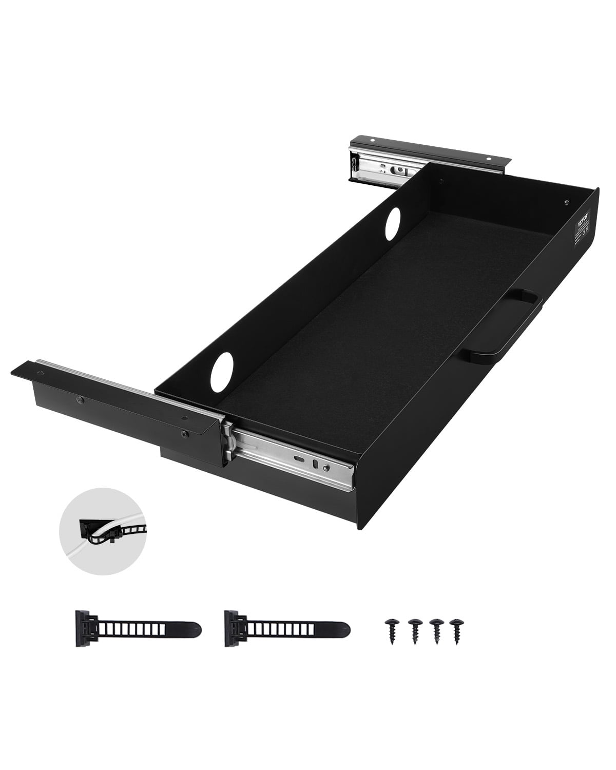 VEVOR 22 Inch Wide Under Desk Drawer Slide Out,Under Desk Mount Pull Out Drawer Attachment, Hidden Desk top Storage Organizer,Under Table Pencil Drawer for Office Home Sit Stand Workstation,25x9x3In