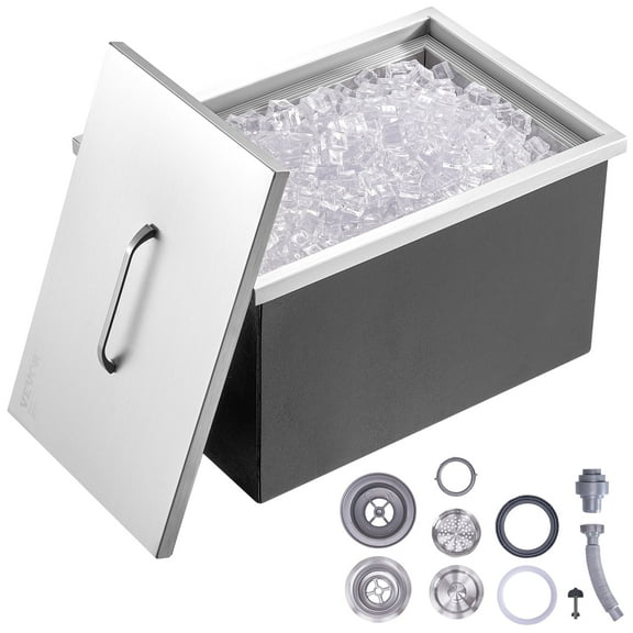 VEVOR  22"L x 17"W x 12"H Drop in Ice Chest, Stainless Steel Ice Cooler 40 qt Outdoor