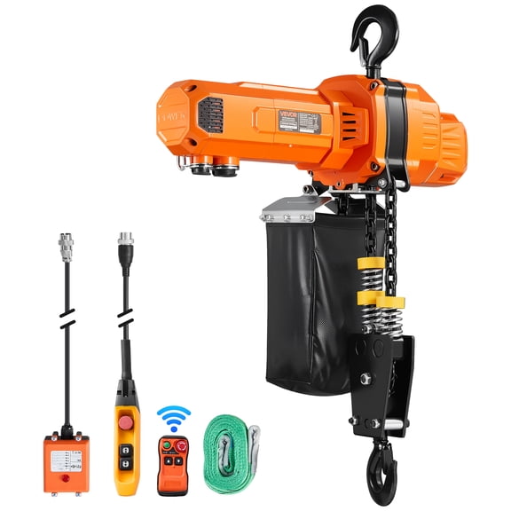 VEVOR 2200 lbs Electric Chain Hoist, 10 ft Lifting Height, 120V Single Phase Overhead Crane with 328 ft Wireless & 8 ft Wired Remote Control, Power Electric Hoist for Factories, Warehouses, Garages